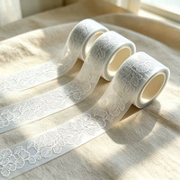 Ruban Washi Européen Exquis en Soie Jaune Creuse Style Dentelle 3,5cm*2m en PET pour Journalisation et Décoration DIY