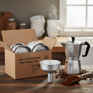 Scatola di 40 imbuto filtro in alluminio 3 tazze per parti di caffettiera - Product Image 3