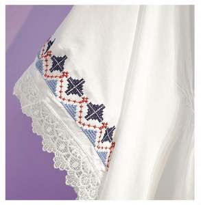 I-0663 Blouse décontractée pour femme, style bohème mexicain, brodée, à manches longues, coupe ample, boutonnée, style paysanne - Product Image 6