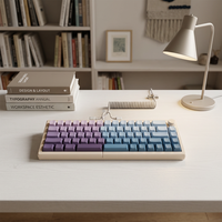 ZORNHER ST68 68-Key Milk Coffee+Fantasy Realm Split Keyboard RGB Tri-mode Wireless Ergonomic Silent Keyboard for Gaming