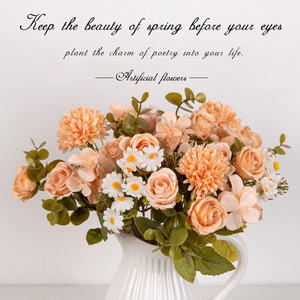 Ramo de Flores Artificiales de Gardenia, Guirnalda Ovalada de Rosas y Margaritas de Seda, Decoración para Arco de Boda, Decoración Duradera para Interiores y Exteriores - Product Image 2