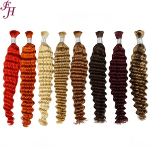 Vendeur FH Extensions brutes de haute qualité Cabelos cheveux pas de trame colorés vague profonde cheveux vierges indiens cheveux de tressage humains en vrac - Product Image 1