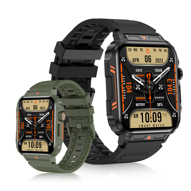 New Waterproof Square Silica Gel Smart Watch Men IP68 Heart Rate Monitor Blood Oxygen Outdoor Sport Fitness Tracker 1.95inch IPS