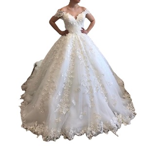 White Mermaid Lace V-Neck Off-Shoulder Sequined Wedding Dress Natural Waistline Mini Style - Product Image 3