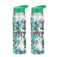 Bouteille d'eau à double paroi avec logo personnalisé, paillettes et paille, gobelet isotherme en plastique transparent