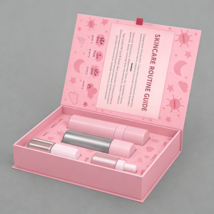 กล่องพับแม่เหล็กสีชมพูขายส่ง กล่องพับแข็งแบบกำหนดเองสุดหรู พร้อมช่องใส่สำหรับเครื่องสำอางและผลิตภัณฑ์บำรุงผิว - Product Image 2