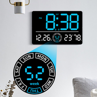 Moderne woonkamer 16 inch multicolor RGB Day Art neon grote formaat bureauklok met afstandsbediening, alarm, LED digitale afdruk wandklok en datum
