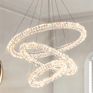 JYLIGHTING <span class=keywords><strong>Lampadario</strong></span> Moderno Decorativo Combinazione di Prodotti Illuminazione <span class=keywords><strong>ad</strong></span> Anello Rotondo <span class=keywords><strong>Lampadario</strong></span> in Cristallo - Product Image 1