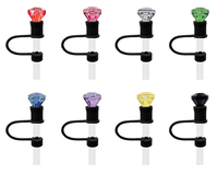 Capuchons de paille de luxe en forme de diamant 8mm/10mm/12mm, anti-poussière, réutilisables, breloques pour pailles
