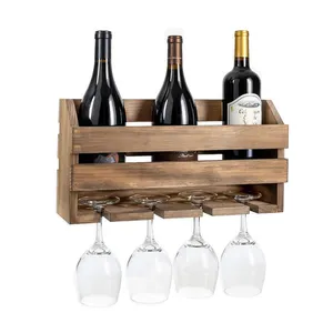 Деревянная подставка для вина, деревянная настенная подставка для винных бутылок в деревенском стиле