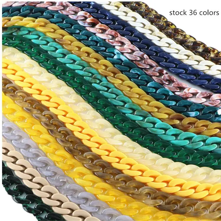 2020 del commercio all'ingrosso magazzino più nuovo 40 colori di lunghezza su ordinazione resina decorativa acrilica sacchetto di catene acrilico sacchetto della maniglia