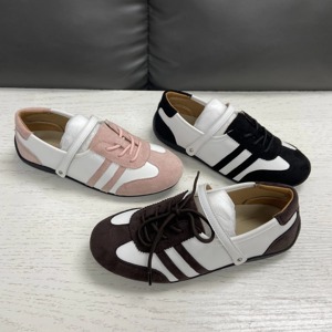 Zapatos Casuales de Mujer con Detalle de Rayas, Parte Superior de Mezcla de Tela PU, Suela de Goma Antideslizante, Mocasines Planos de Moda - Product Image 1