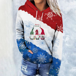 Sweats à capuche de Noël drôles pour les femmes Cute Gnomes Santa Print Pullovers Women's Basic Full Sleeve Sweaters - Product Image 3