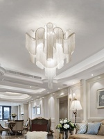 Lampe de plafond italienne postmoderne de luxe léger en fer forgé et aluminium avec pompons – LED/Incandescente pour salons/salles à manger