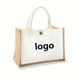 Custom Grocery Waterproof Bridesmaid <b>Gift</b> Travel Shopping DIY Craft Blank <b>Large</b> Jute Reusable Burlap Tote <b>Bag</b> - Product Image 1