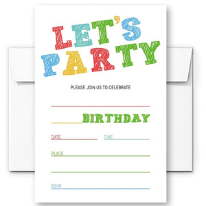 Simple Black and White Birthday Party <strong>Invitation</strong> Let's Party <strong>Invitation</strong> Cards for for Wedding <strong>Graduation</strong> Ceremonies - Product Image 5