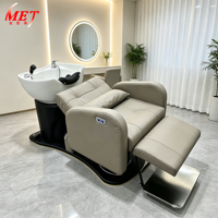 Fauteuil de lavage électrique avec évier et base LED, inclinable, pour salon de coiffure et institut de beauté