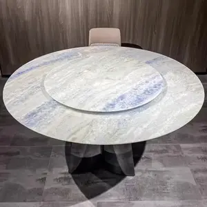 Luce italiana di lusso Rock Plate tavolo da pranzo High-end in acciaio inox rotondo tavolo da pranzo con giradischi