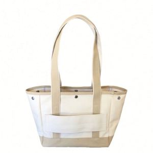 Bolso tote de lona blanca resistente para mujer, impermeable, reutilizable, con asa de cinta, para uso diario, tamaño mediano - Product Image 4