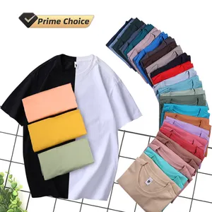 En stock 30 couleurs 240g coton col rond manches courtes T-Shirt goutte épaule Style corps chemise surdimensionné chemise vierge