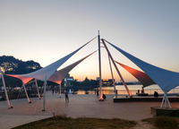 PVDF PTFE ETFE pour auvent triangulaire résistant aux UV, auvent pour paysages extérieurs