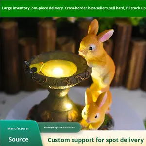 Statue d'artisanat en résine de lumière solaire extérieure intégrée Décoration de pelouse de jardin de Noël de tortue grenouille Image animale pour une utilisation en extérieur - Product Image 2