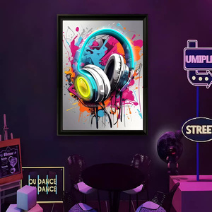 Headphones LED picture frame neon indoor hanging <b>wall</b> decoration luminous hanging painting USB powered <b>dimmable</b> ambient <b>light</b> 5V - Product Image 6