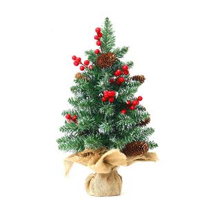Venta al por mayor de fábrica: Mini árbol de Navidad artificial de 45 cm con conos de pino, planta de simulación para escritorio, adornos y decoraciones navideñas para oficina. - Product Image 1