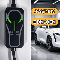 Nouveau chargeur EV portable 7 kW 32 A IP54 avec connecteurs de charge multiples (Type1/Type2/GB/T) Prise EU/US/UK Contrôle par application Garantie de 3 ans