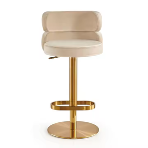 Hot <b>Sale</b> Luxury Furniture Dining Room Modern Metal Gold Fabric <b>Leather</b> bar <b>Chair</b> - Product Image 5