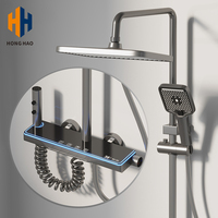 Panneau de douche thermostatique pour salle de bain avec affichage LED Noyau de valve en céramique Finition brossée Douche murale Tour Colmann System