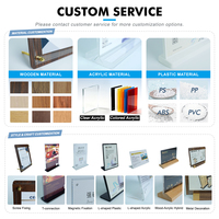 Penyangga Tanda Akrilik Desktop Format Besar Detail Kustom, Bingkai Poster Miring A4 untuk Tanda Pernikahan