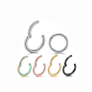 간단한 스테인레스 스틸 피어싱 바디 쥬얼리 힌지 코 중격 귀걸이 clicker 코 연골 피어싱 - Product Image 6