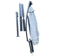 Parasol Solaire Suspendu Robuste pour Jardin avec Lumières LED, 6 ou 8 Baleines, Pliable, pour Terrasse et Bases