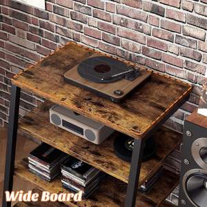 Consola multimedia Bastidores estéreo y soportes con estantes <span class=keywords><strong>de</strong></span> almacenamiento, soporte <span class=keywords><strong>de</strong></span> medios AV marrón rústico con salidas, gabinete <span class=keywords><strong>de</strong></span> torre <span class=keywords><strong>de</strong></span> audio multimedia - Product Image 4