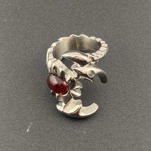 외과 두개골 펑크 디자인 전갈 동물 디자인 남자 반지 빨간 고양이 눈 돌 속지 남성용 - Product Image 4
