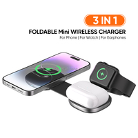 Chargeur sans Fil Compact Mini | Socle de Charge Pliable 3-en-1 pour Téléphone Portable, Écouteurs et Montre Connectée