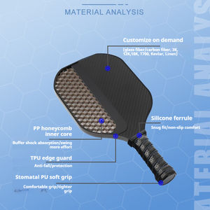 Nouveau Usapa approuvé 16mm T700 Surface en Fiber de carbone brute thermoformé Pickleball Paddle Raquette à poignée allongée - Product Image 1