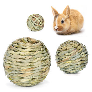 Balle en herbe naturelle et jouet à mâcher tissé à la main en roseau pour lapins, chinchillas, perroquets - Divertissement pour animaux de compagnie - Product Image 1