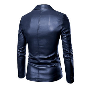 2024 automne et hiver nouveaux hommes Slim Fit PU petit costume hommes revers <span class=keywords><strong>cuir</strong></span> manteau hommes manteau - Product Image 5