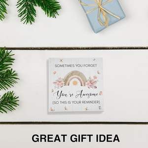 Cartello con scatola di legno (5 "x 5") -cartello con tavolo ispiratore nella sala giochi che ti sei dimenticato di essere fantastico, quindi ecco il tuo promemoria - Product Image 4