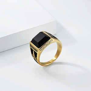 Bagues tendance en acier inoxydable plaqué or, étanches, bijoux de mode pour hommes, non ternissables, avec strass, cadeaux MGJZ310 - Product Image 4