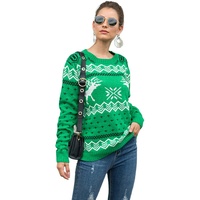 Pull de Noël OEM avec LOGO Personnalisé Motif Jacquard Pull à Manches Longues Tricots Hiver Tricoté Pull de Noël Moche pour Femmes