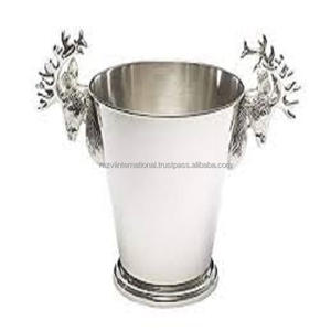 Seau à vin en acier inoxydable avec poignée pour visage de cerf Seau à champagne en métal élégant avec fonction de seau à glace - Product Image 1