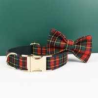 XS-XL noël Plaid chien harnais ensemble colliers pour animaux de compagnie avec nœud papillon étiquette d'identification personnalisée réglable Durable chiot conduit accessoire
