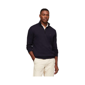 Pull d'hiver léger pour hommes Pull quart zippé Motif solide Doublé Design Polyester/Coton Numérique - Product Image 1