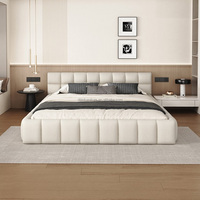 Nouveau design, lit nuage moderne de luxe, lit européen complet Queen King, blanc tapissé, lit en bois rembourré, meubles de chambre à coucher de style doux