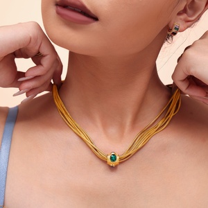 Plain Gold Multi-layer <b>Chain</b> Inlaid Rhinestone Necklace Bracelet <b>Titanium</b> Steel Gold-plated Light Luxury Fashion Set - Product Image 3