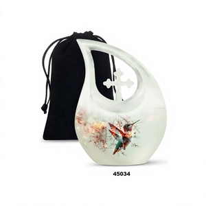 Urne adulte de crémation de goutte de larme en aluminium blanc de vente chaude pour l'urne décorative d'oiseau de bourdonnement de cendres humaines avec le sac gratuit de velours - Product Image 1