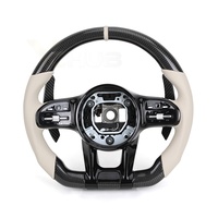 Volante Deportivo Mejorado en Cuero Beige y Fibra de Carbono para Mercedes Benz W221 W222 W211 W212 Cls W218 CLA C117 X117 W205 C43 C63 AMG